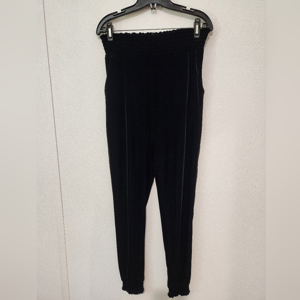 Commando Womens Velvet Velour Joggers Medium Black